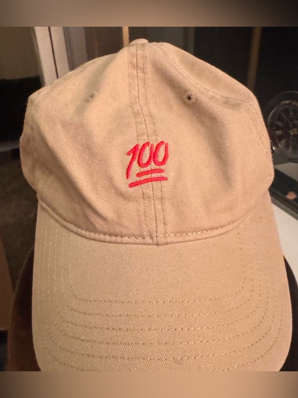 OTTO Beige Adjustable Baseball Cap “100” Embroidered Solid One Size